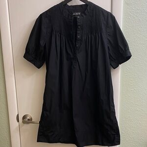 J. Crew Black Cotton Mini Dress with Pintuck Yoke